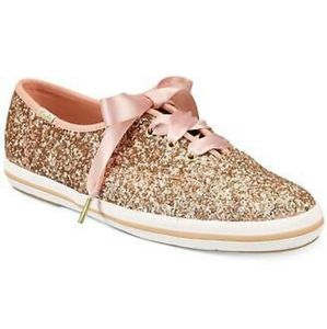 Kate Spade for Keds Rose Gold Glitter Sneakers Size 8.5